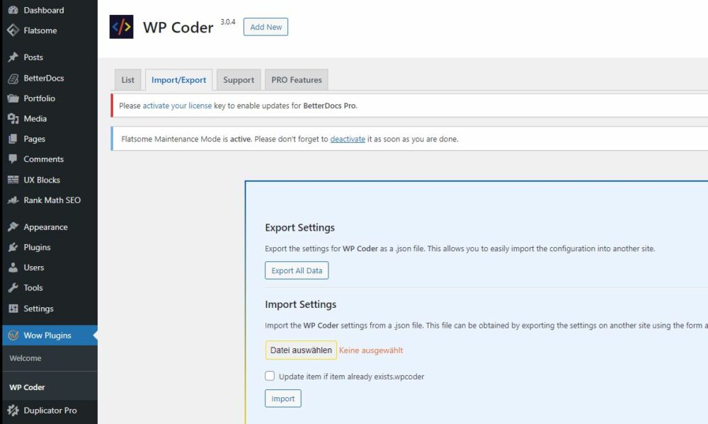 Wp Coder Import NEW