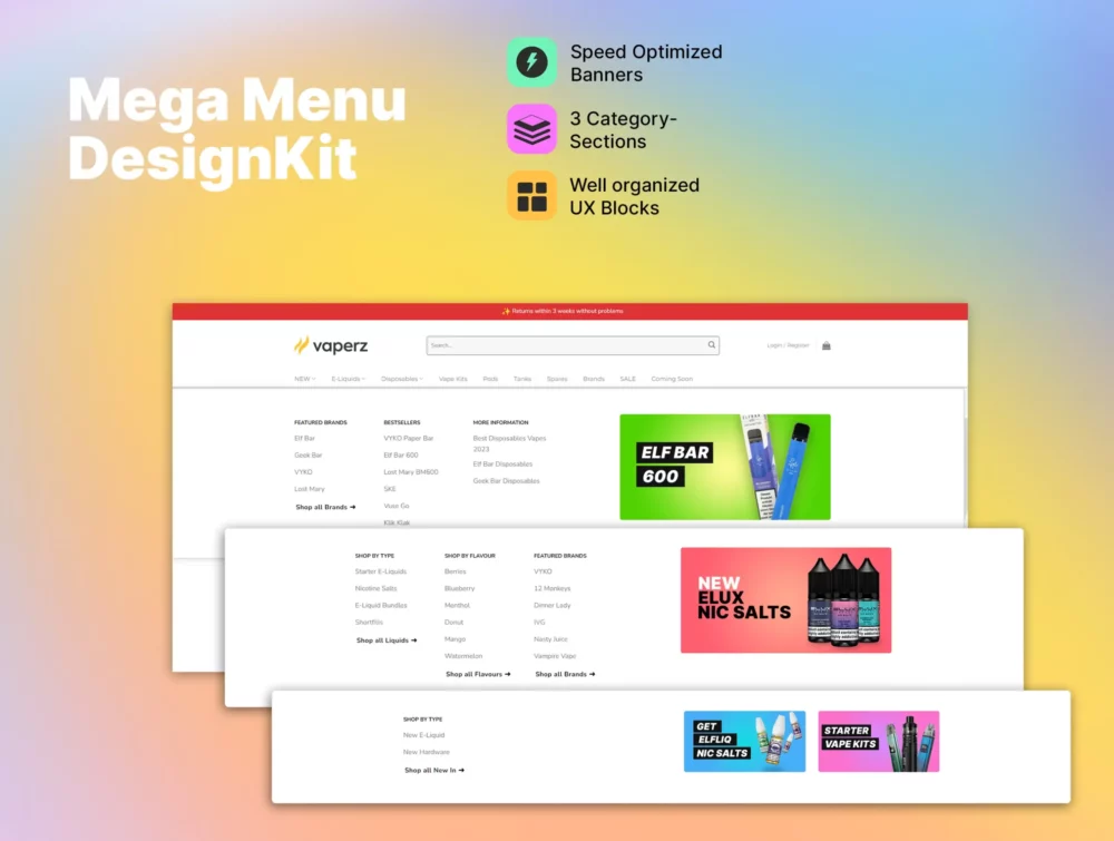 Mega Menu DesignKit Vaperz Flatsome Template Ranknexa scaled